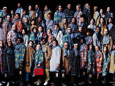 Group of people in eclectic, colorful clothing