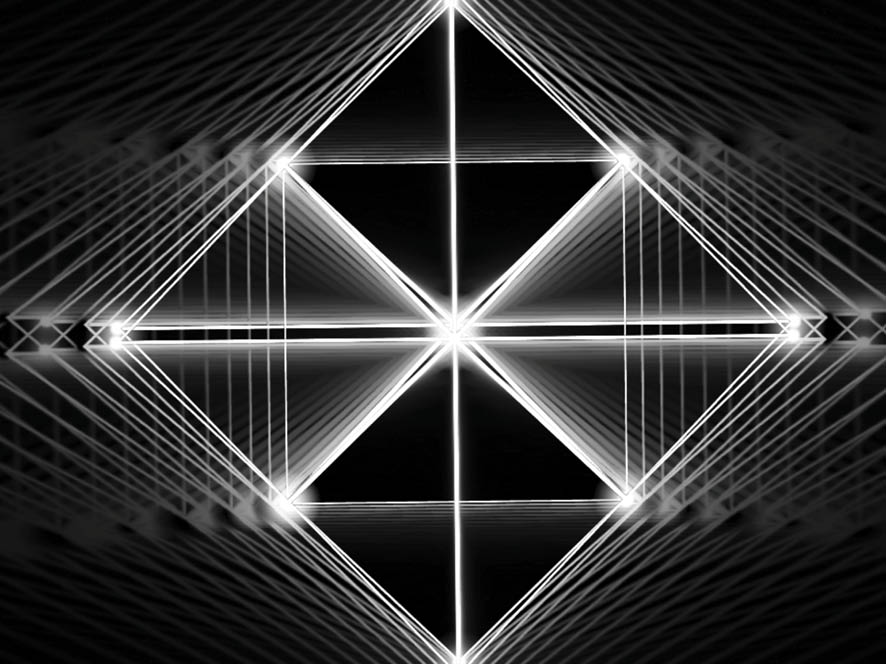 bright white lines radiate out from a center point against a black background